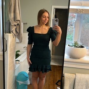 Oliviaceous Dress Teal Smocked